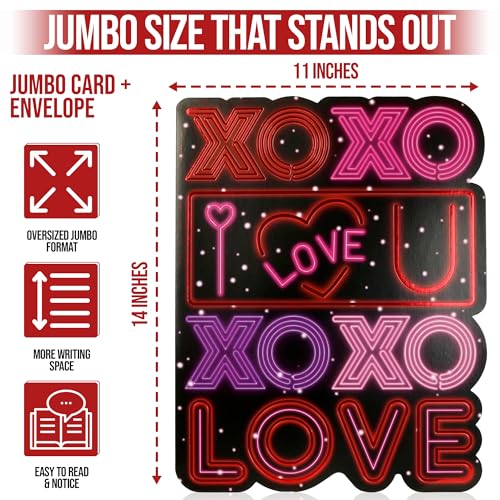 Jumbo Valentine's Day Greeting Card - Neon Love 11x14