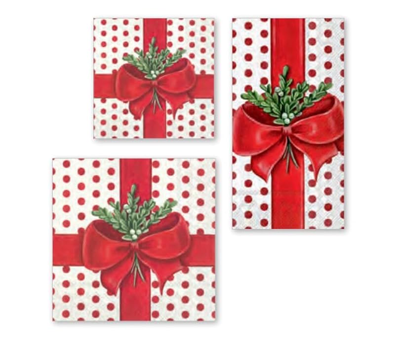 IHR Ideal Home Range Disposable 3-Ply Paper Napkins & Guest Hand Towels, A Present for You Design, 16-Count