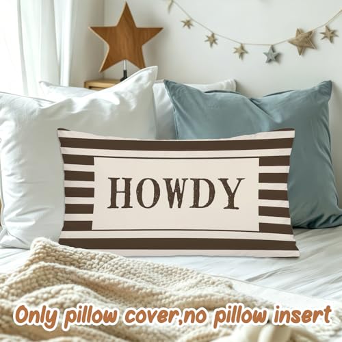 Howdy Western 12x20 Pillow Cover, Southwestern Striped Flannelette Throw Case