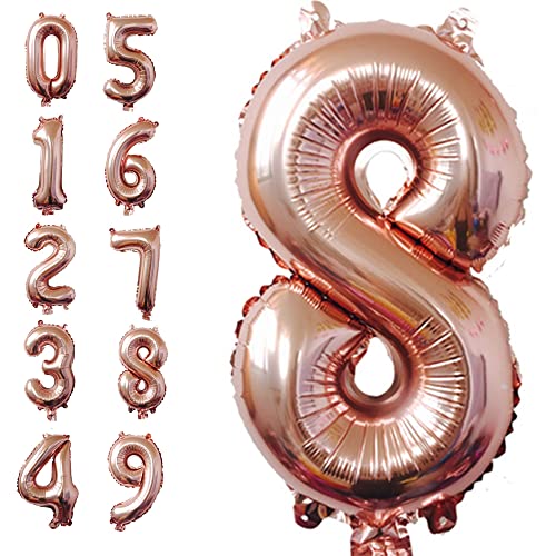 40 Inch Rose Gold Number 8 Balloon - Giant Foil for Parties