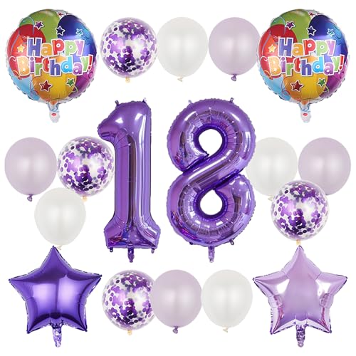18th Birthday Party Decorations Purple Balloon Set 18 Pcs