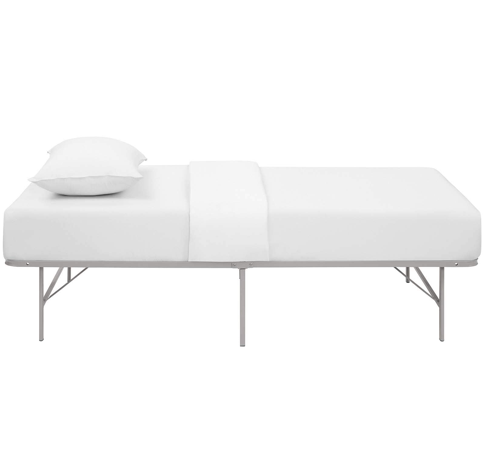 Modway Horizon Replaces Box Spring-Folding Metal Mattress Bed Frame, Twin, Gray