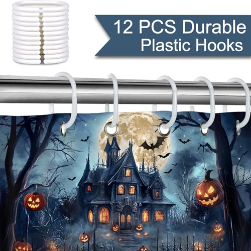 Halloween Castle Shower Curtain - Scary Night Design, 72x72