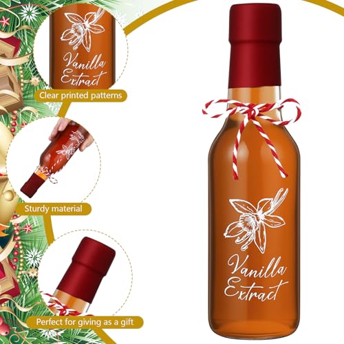 12 Pack 5 oz Clear Glass Bottles for Vanilla Extract with Stickers & Accessories - Variation of 5 Ounces Pack