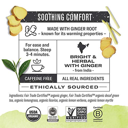 Numi Organic Decaf Green Tea with Ginger Lemon - 16 Pack of 3 (48 Bags)