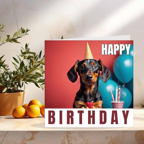 Cute Dachshund Birthday Card | Premium Quality 145mm
