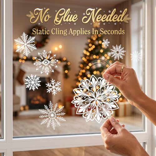 Christmas Window Clings Snowflake Stickers Holiday Decorations 242 PCS