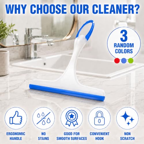Shower Squeegee for Glass Doors - 3 Pack (Blue, Green, Red)