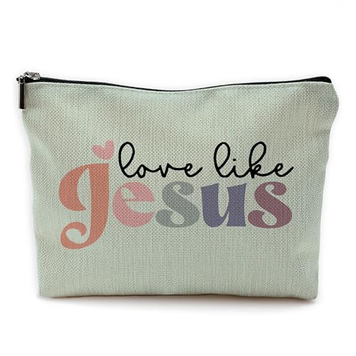 Love Like Jesus Christian Makeup Bag Bible Verse Cosmetic Bag Green
