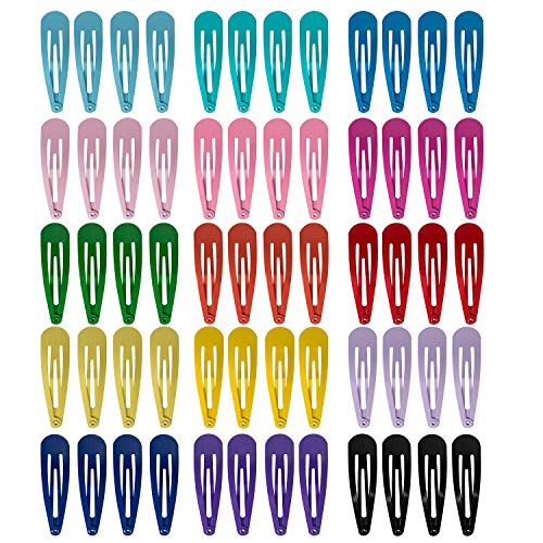 BetyBedy 60 Pcs 2 Inch Non-Slip Metal Hair Barrettes Assorted Colors