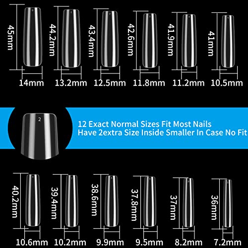 Clear Coffin Nail Tips 240 Pcs Full Cover False Acrylic Nails