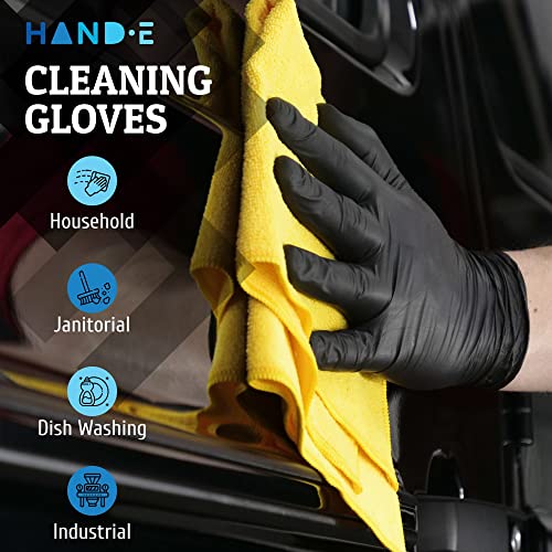 Hand-E Touch Black Nitrile Disposable Gloves - Large Pack of 100