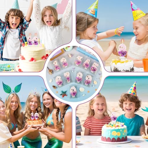 Purple Number 5 Mermaid Birthday Candle - Cake Topper & Decor