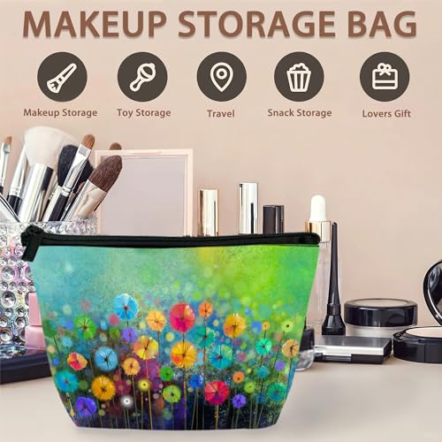 Watercolor Floral Makeup Bag Travel Cosmetic Pouch for Women Waterproof