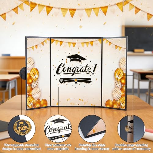 Black and Gold Graduation Guest Book for Class of 2026