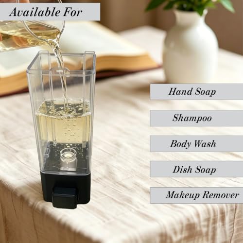 Wall-Mounted Manual Soap Dispenser - 350ml Black Plastic