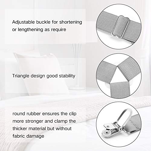 Foloda Adjustable Bed Sheet Fasteners - Triangle Elastic Gripper Straps