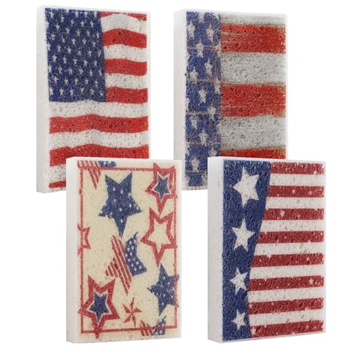 USA Flag Kitchen Dish Sponges - 4th of July Rectangle Style 1