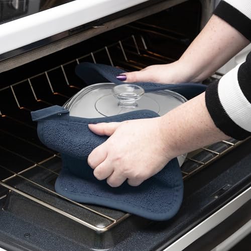 RITZ 2-Pack Midnight Terry Potholders Heat Resistant Cotton Kitchen Hot Pads