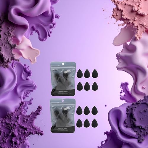 WNHNO 12 Pcs Mini Makeup Sponge Set - Soft Latex-Free Beauty Blenders for Foundation, Concealer & Powder (Black)