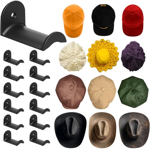 12-Piece Cowboy Hat Rack - Wall-Mounted Hat Holder with Adhesive & Screws
