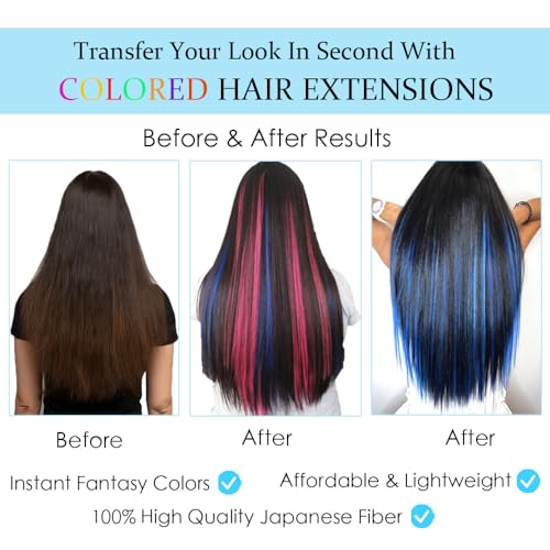 Emerald Green Clip In Hair Extensions 22 Inch Long Straight Synthetic Hairpieces