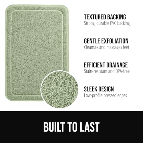 GORILLA GRIP Exfoliating Bath Mat 30x16 in Sage - Textured Backing