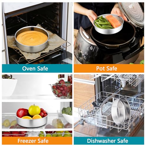 P&P CHEF 5 Inch Stainless Steel Cake Pan Set of 2 - Non-Toxic, Easy Clean & Leak-Proof