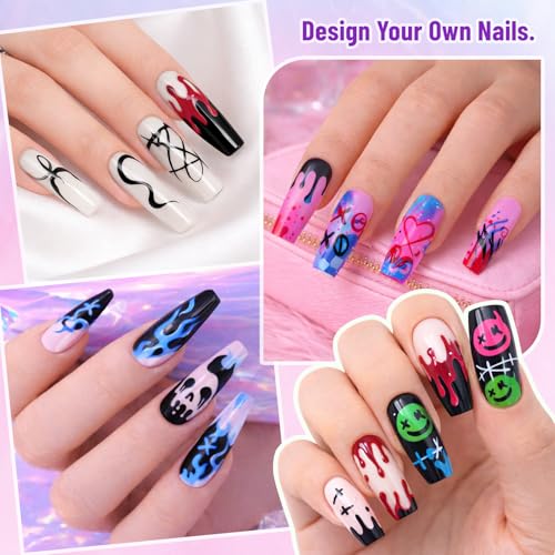 NUNUDA 12 Colors Nail Art Pens Set - 0.5mm Waterproof Quick-Drying Markers