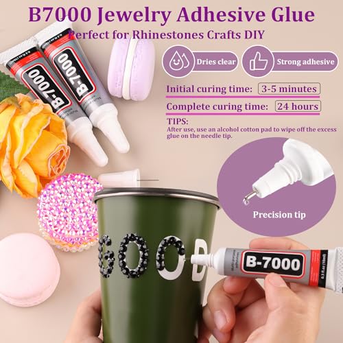 Black Resin Flatback Jelly Rhinestones Kit with B7000 Glue and Tools