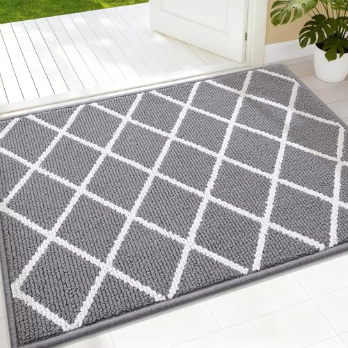 Finchitty Indoor Door Mat, 32" x 20" Grey Non-Slip Absorbent Floor Mat