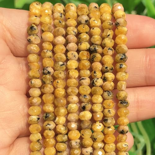 3x5mm Natural Yellow Speckled Beads - 220PCS for Jewelry Making