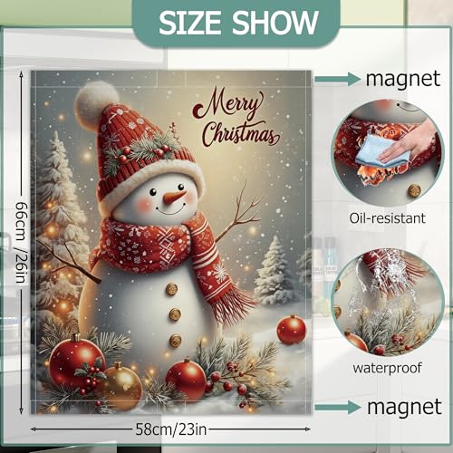 Cute Snowman Refrigerator Magnet Cover - Christmas Kitchen Decor 23x26 Inch