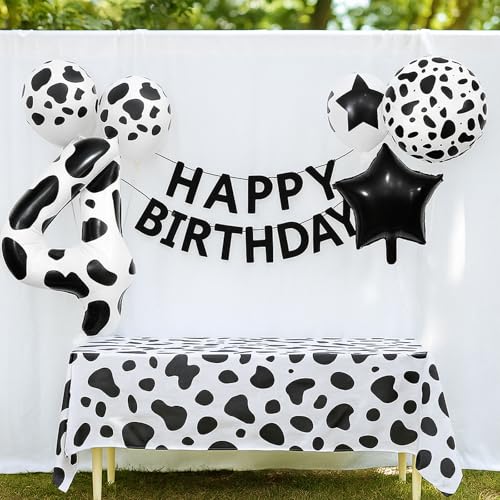 40 Inch Cow Print Number 4 Balloons Set for Kids' Birthday Party