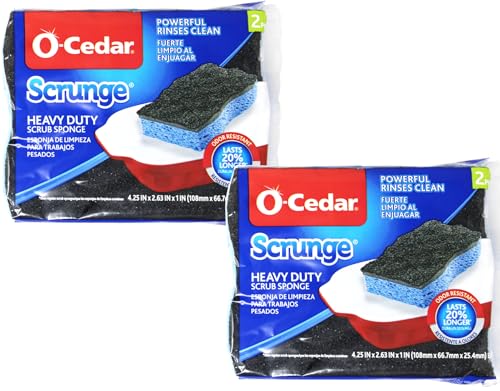 O-Cedar Heavy Duty Non-Scratch Sponge - 7.5 in. Length, 2 Pack
