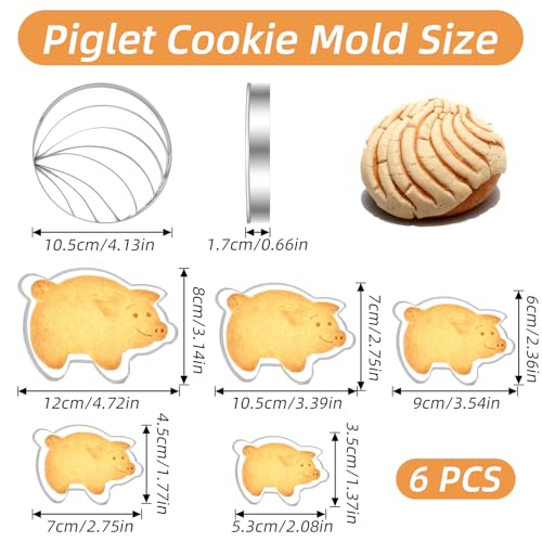 Pig Cookie Cutters Set 6-Piece Stainless Steel Mexican Bread Molds