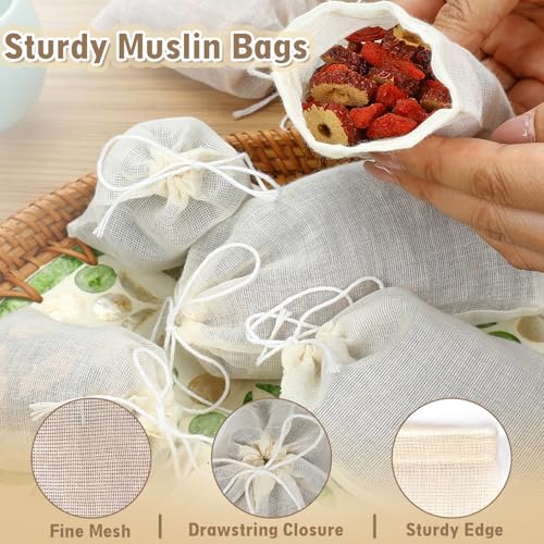 Reusable Muslin Spice Sachet Bags - Set of 30 for Cooking & Gifting