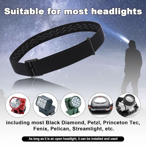 4pcs Elastic Headlamp Strap, Headlamp Band Replacement Head Lamp Comfort Belt Headlamp Headband Holder Headlamp Accessories Compatible with Black Diamond, Petzl, Princeton Tec, Fenix, Streamlight