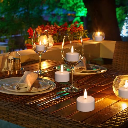 Rechargeable White Tea Lights Candles with Remote & Timer - Set of 12