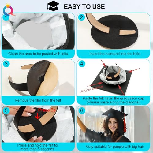 ZEYER Graduation Cap Headband Insert - Anti-Fall Black Hair Band