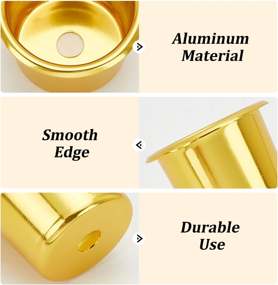 PH PandaHall Gold Candle Holders - 30pcs Metal Drip Protectors for Weddings & Christmas Decor | 1-Inch Size