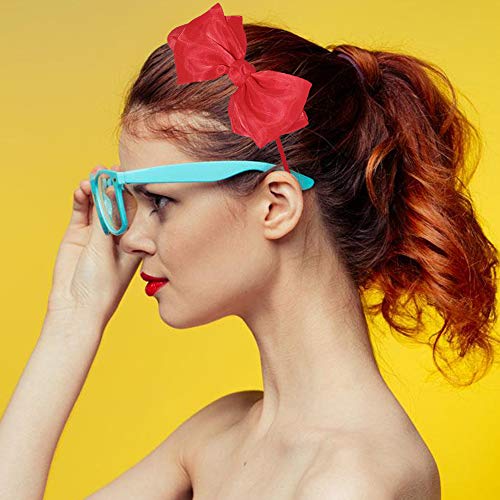 WLBON Red Bow Headband Hair Hoop for Halloween, Christmas and Party Costumes
