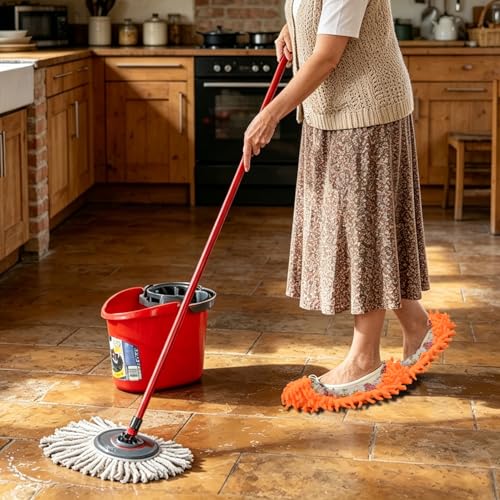 Reusable Microfiber Mop Slippers for Easy Floor Cleaning - Pink