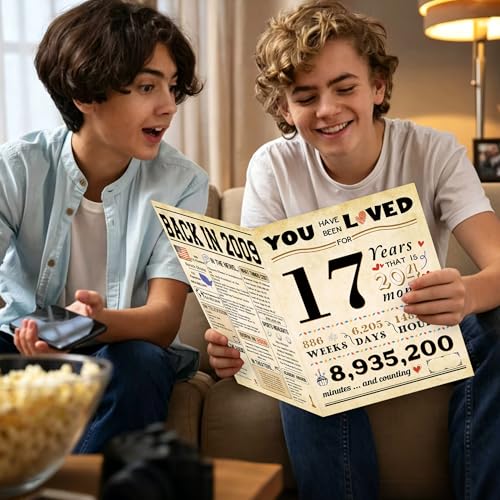 17th Birthday Card with Gold Envelope & Seal - 10.6 x 8 In