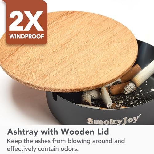 Windproof Stainless Steel Outdoor Ashtray with Lid - 2 Pack