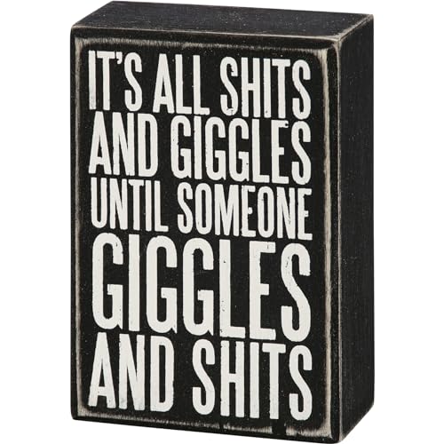 Primitives by Kathy Wood Box Sign - Until Someone Giggles - 3" x 4.5"