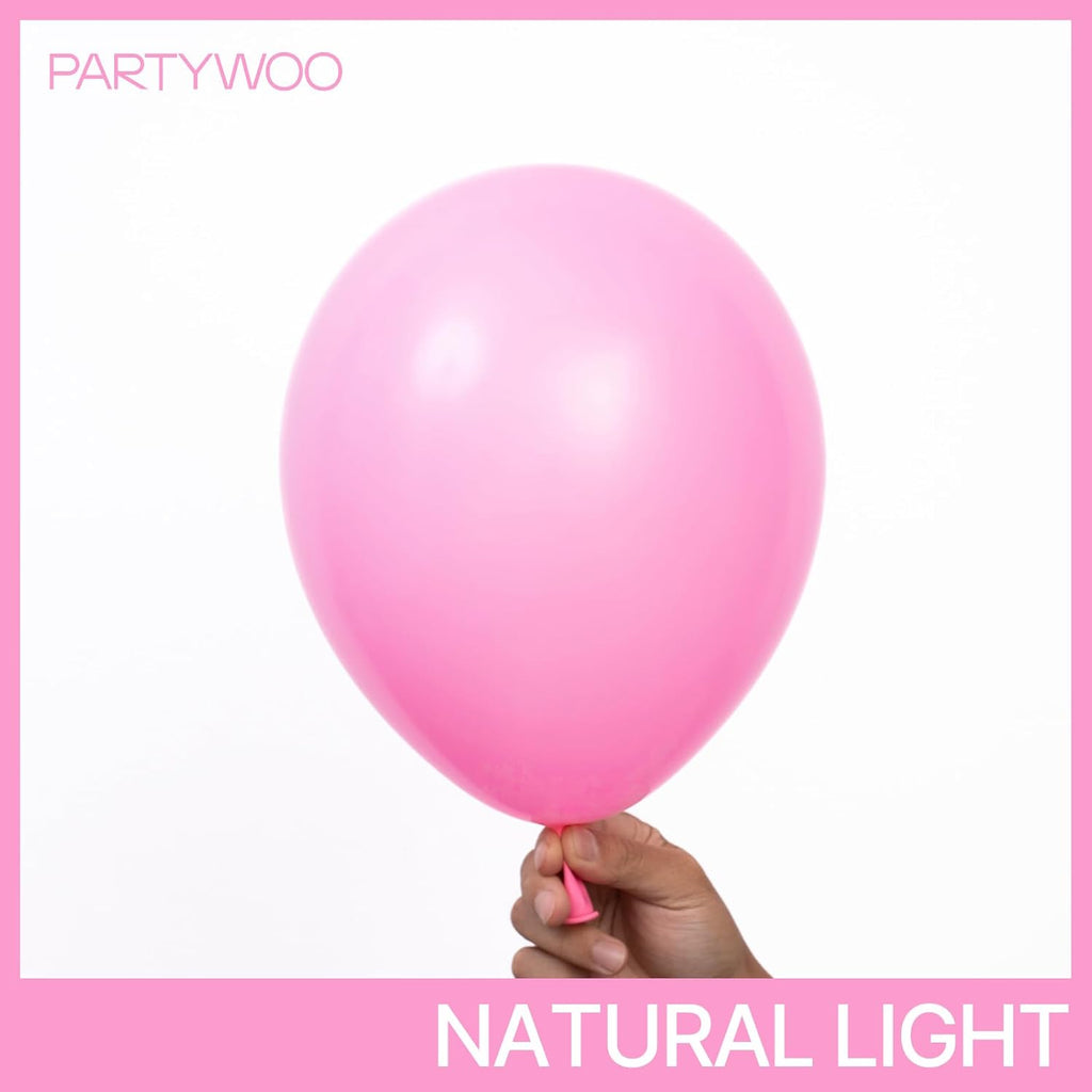 PartyWoo Pink Balloon Arch Kit - 127 Pcs Matte Pink Balloons in Various Sizes for Baby Showers & Parties