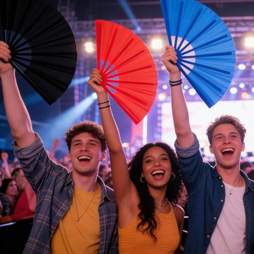 13-Inch Purple Folding Rave Fan - Clacking Hand Fan for Dancing