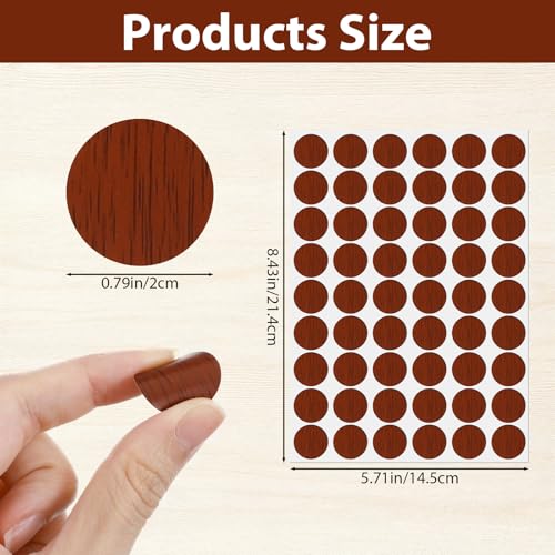 Waterproof PVC Screw Hole Cover Stickers - Wood Grain Design, 756 Pieces