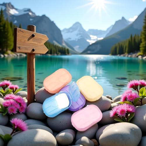 5 Boxes Colorful Soaps Paper for Travel,Disposable Travel Soap Sheets,Mini Fragrance Paper Soap for Hand and Foot Care,Portable Soaps Sheets for Camping,Hiking,Outdoor Recreation,and Personal Care